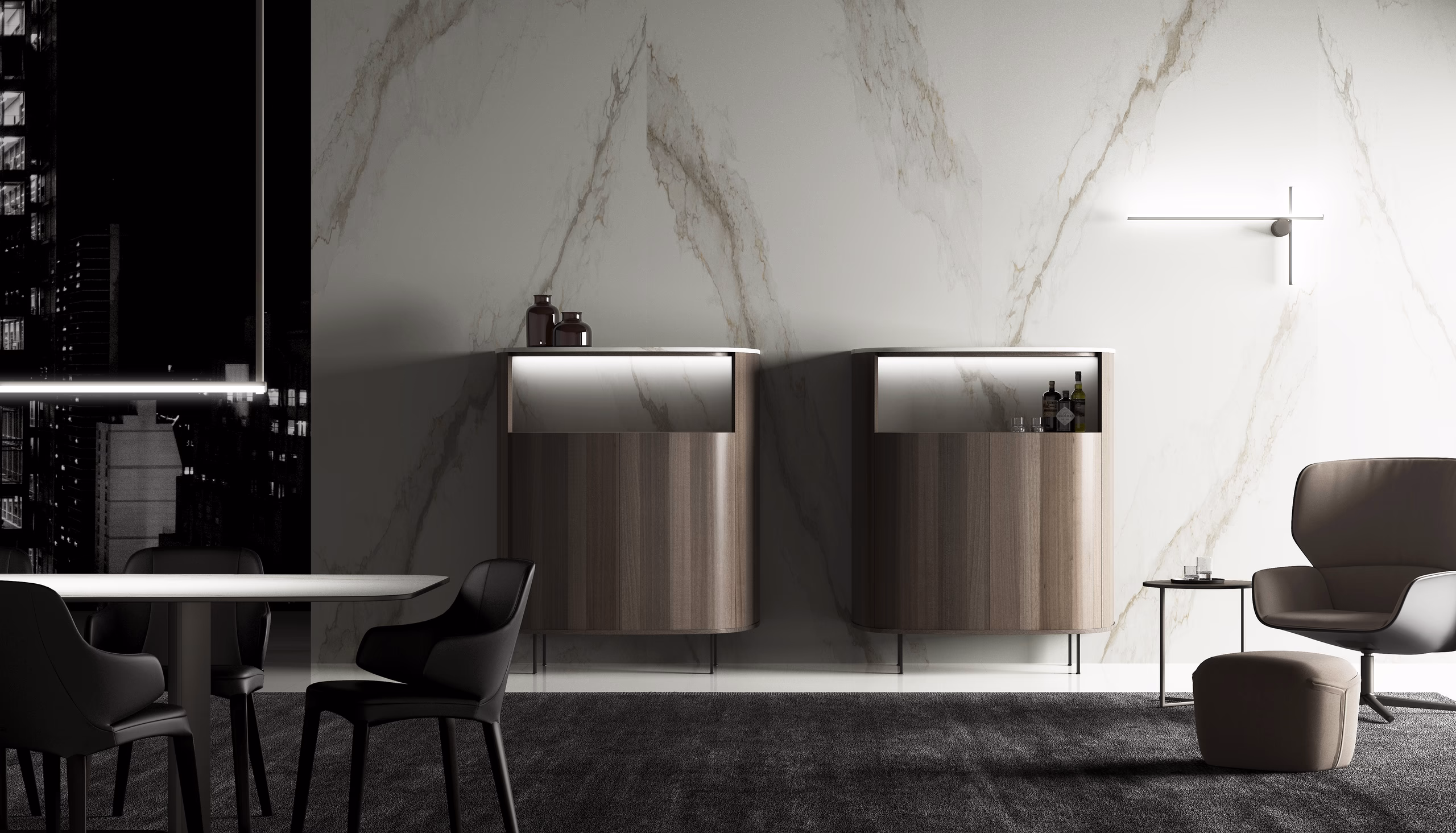 Curvo Nogal Matige Dining Area